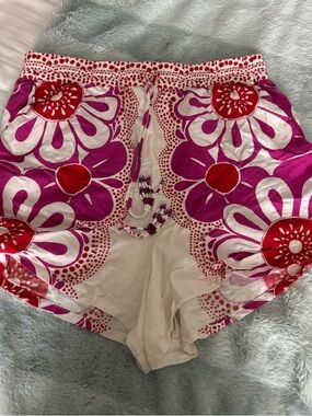 FARM Rio White Shorts with Pink and Red Floral Print